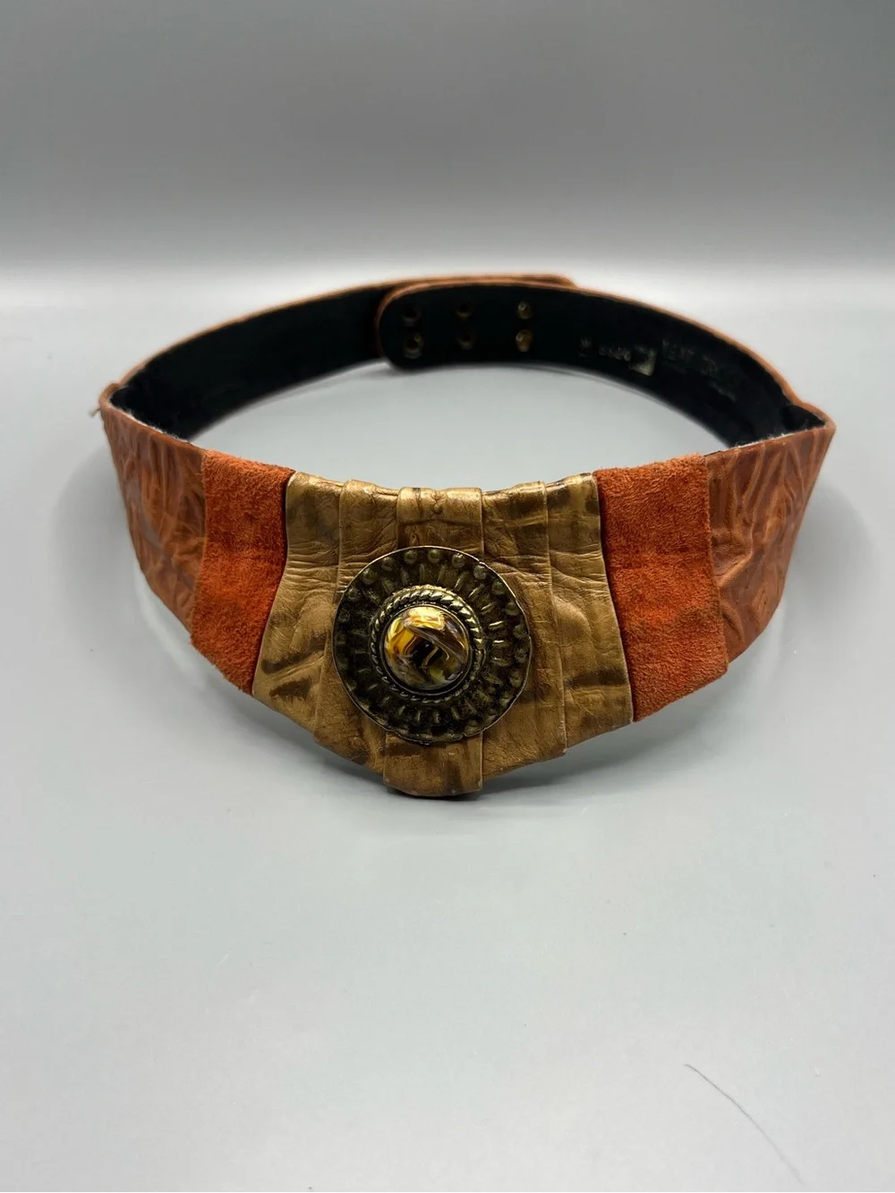 Vintage Leatherock Nina Arjani 80s Embellished Leather Belt San Diego Sz Small
